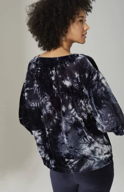Pure Jill Tie-Dyed Velvet Square-Sleeve Top