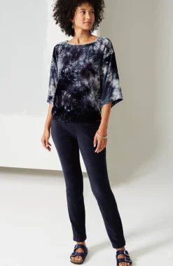 Pure Jill Tie-Dyed Velvet Square-Sleeve Top