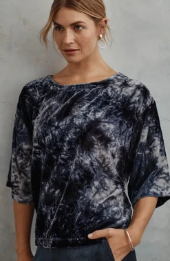 Pure Jill Tie-Dyed Velvet Square-Sleeve Top