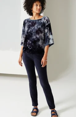 Pure Jill Tie-Dyed Velvet Square-Sleeve Top