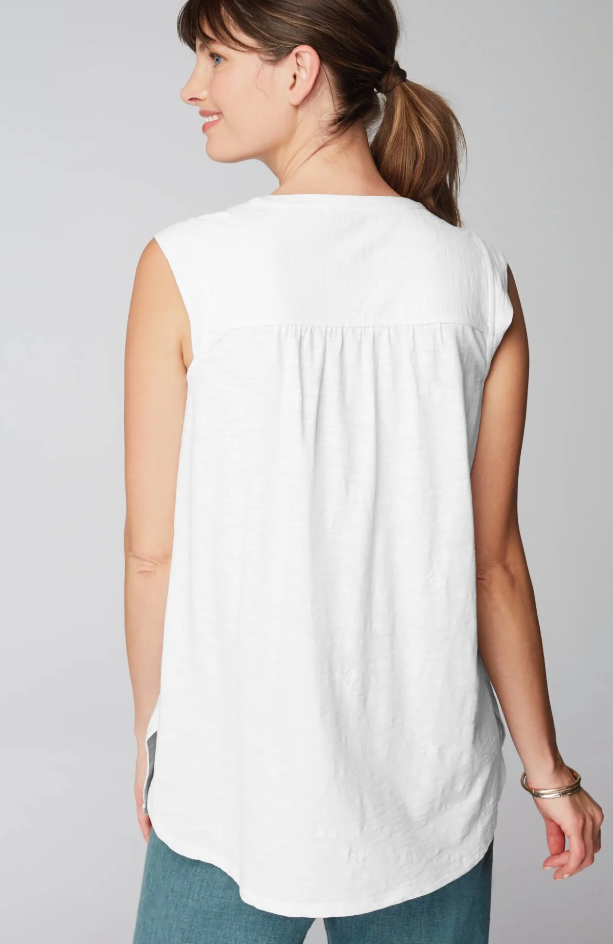 Pure Jill Tonal-Embroidered Tunic