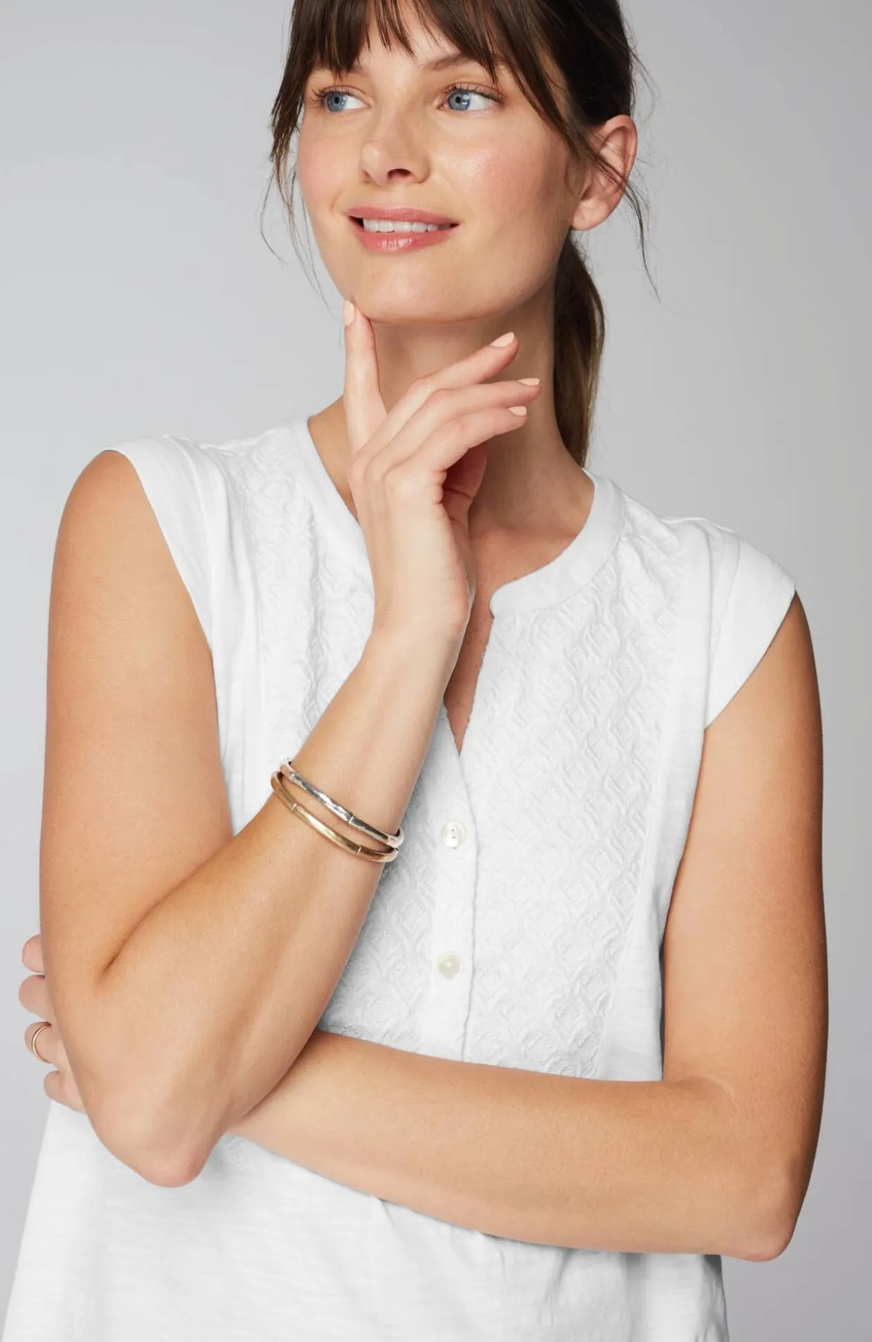 Pure Jill Tonal-Embroidered Tunic