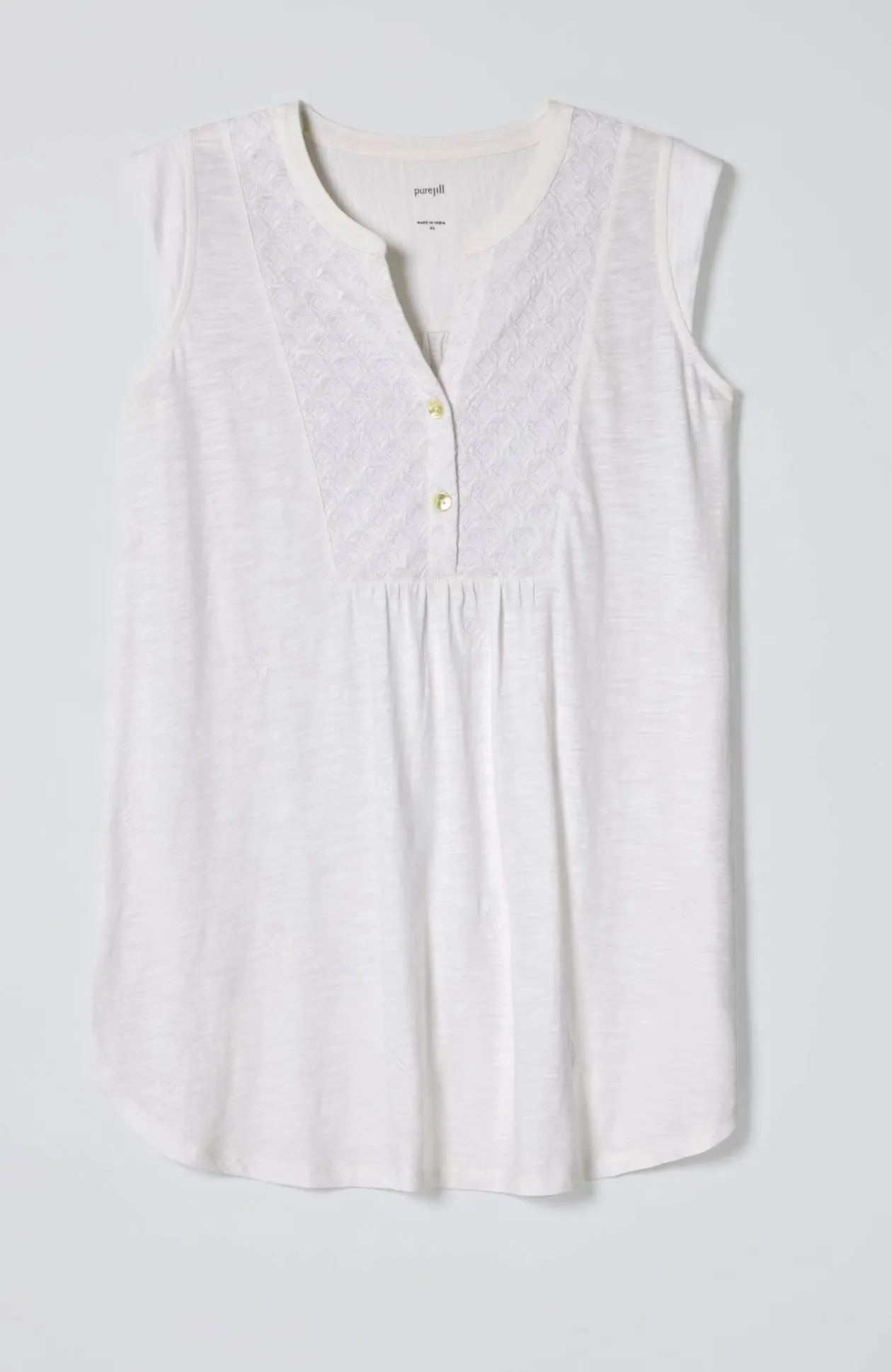 Pure Jill Tonal-Embroidered Tunic