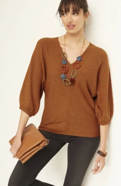 Pure Jill Tweed Double-V Sweater