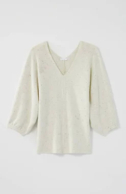 Pure Jill Tweed Double-V Sweater