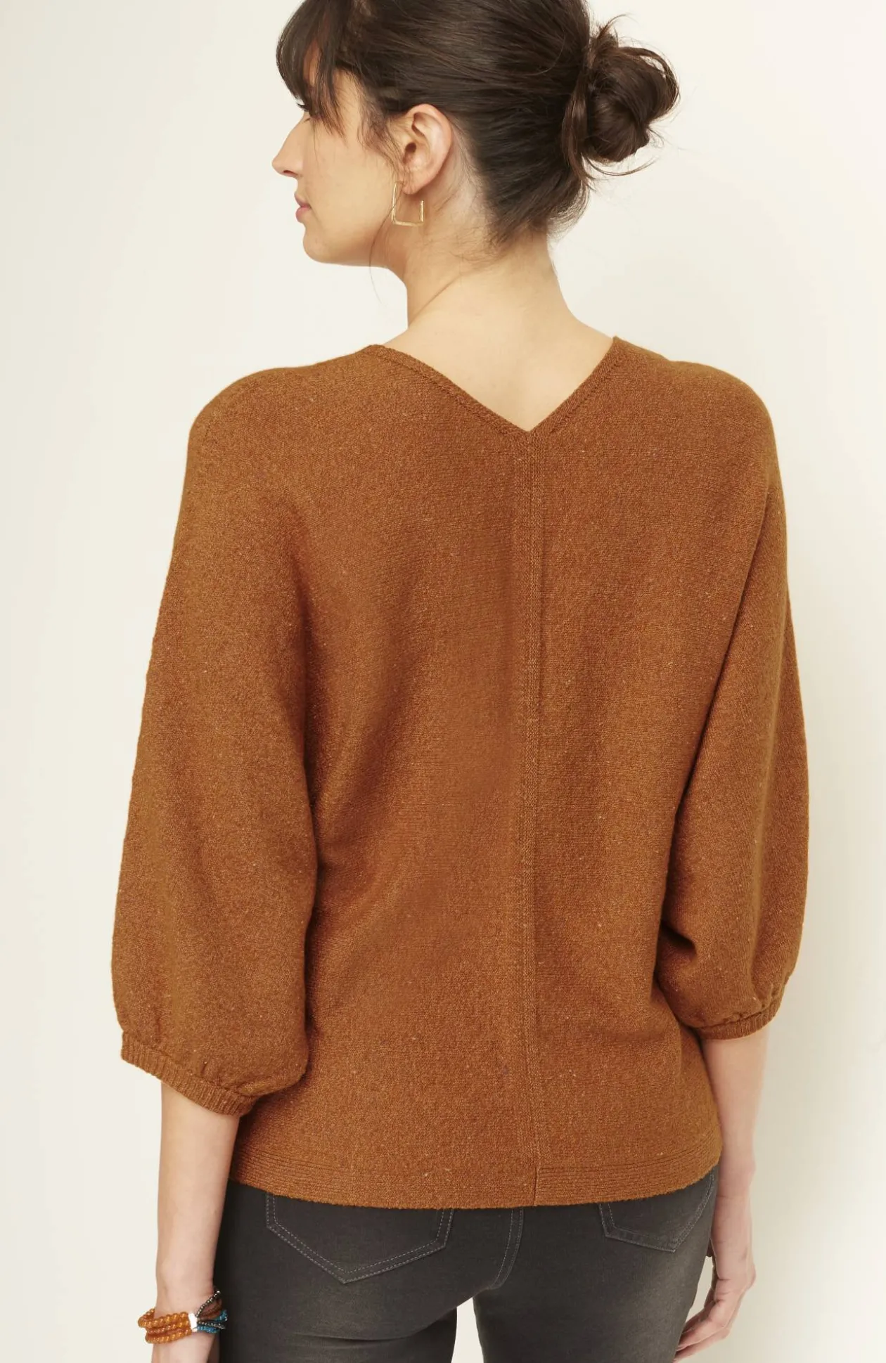 Pure Jill Tweed Double-V Sweater