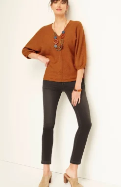 Pure Jill Tweed Double-V Sweater