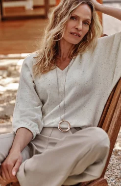 Pure Jill Tweed Double-V Sweater