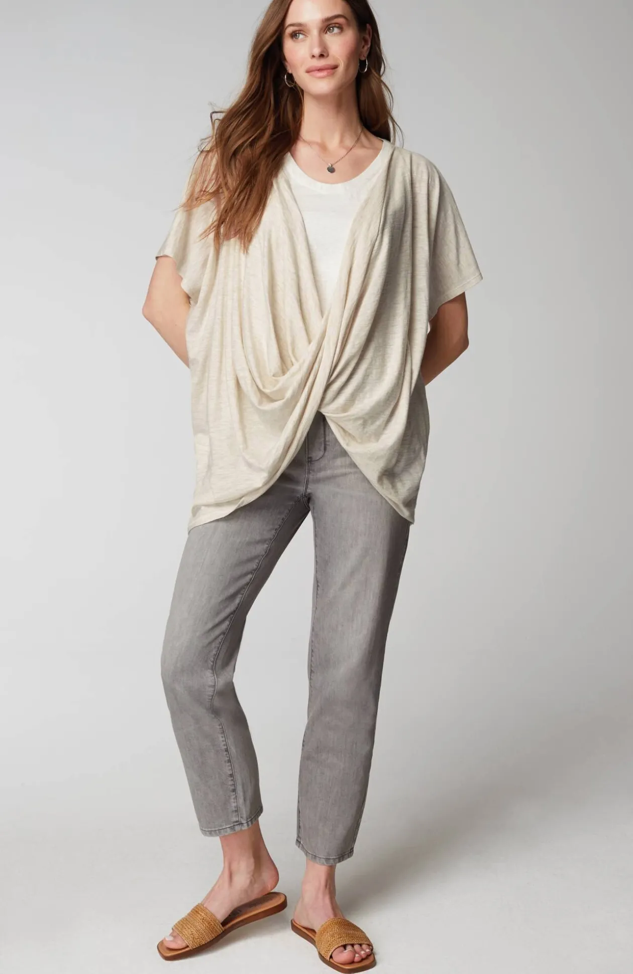 Pure Jill Twisted-Drape-Front Top