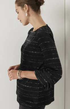 Pure Jill Velour Pleated-Sleeve Top