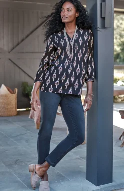 Pure Jill V-Neck Ikat Top
