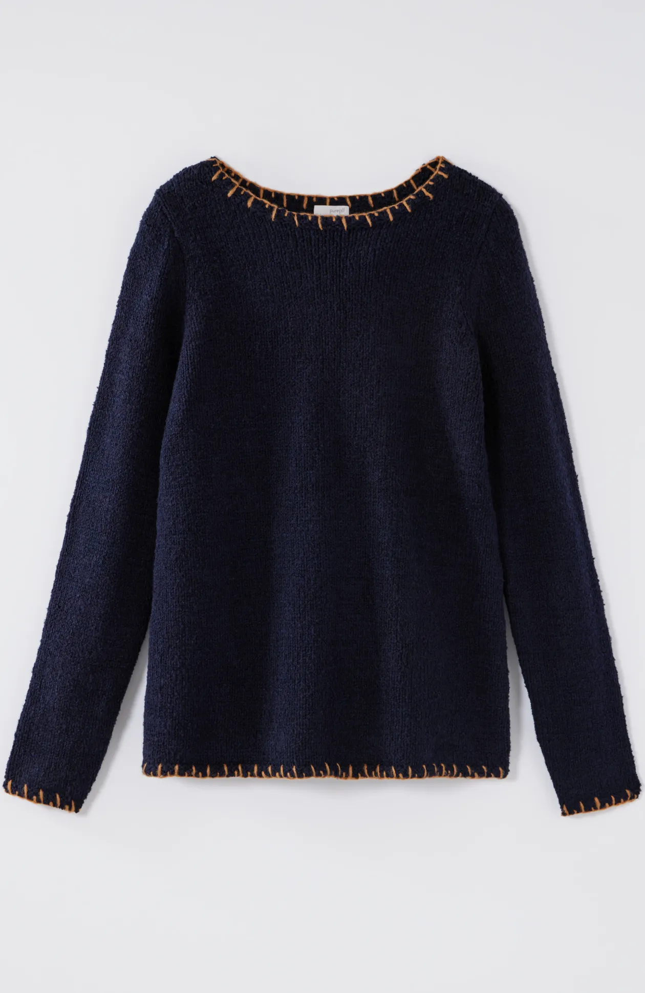 Pure Jill Whipstitch-Trimmed Pullover Sweater