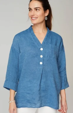 Pure Jill Yarn-Dyed Linen Button-Front Tunic
