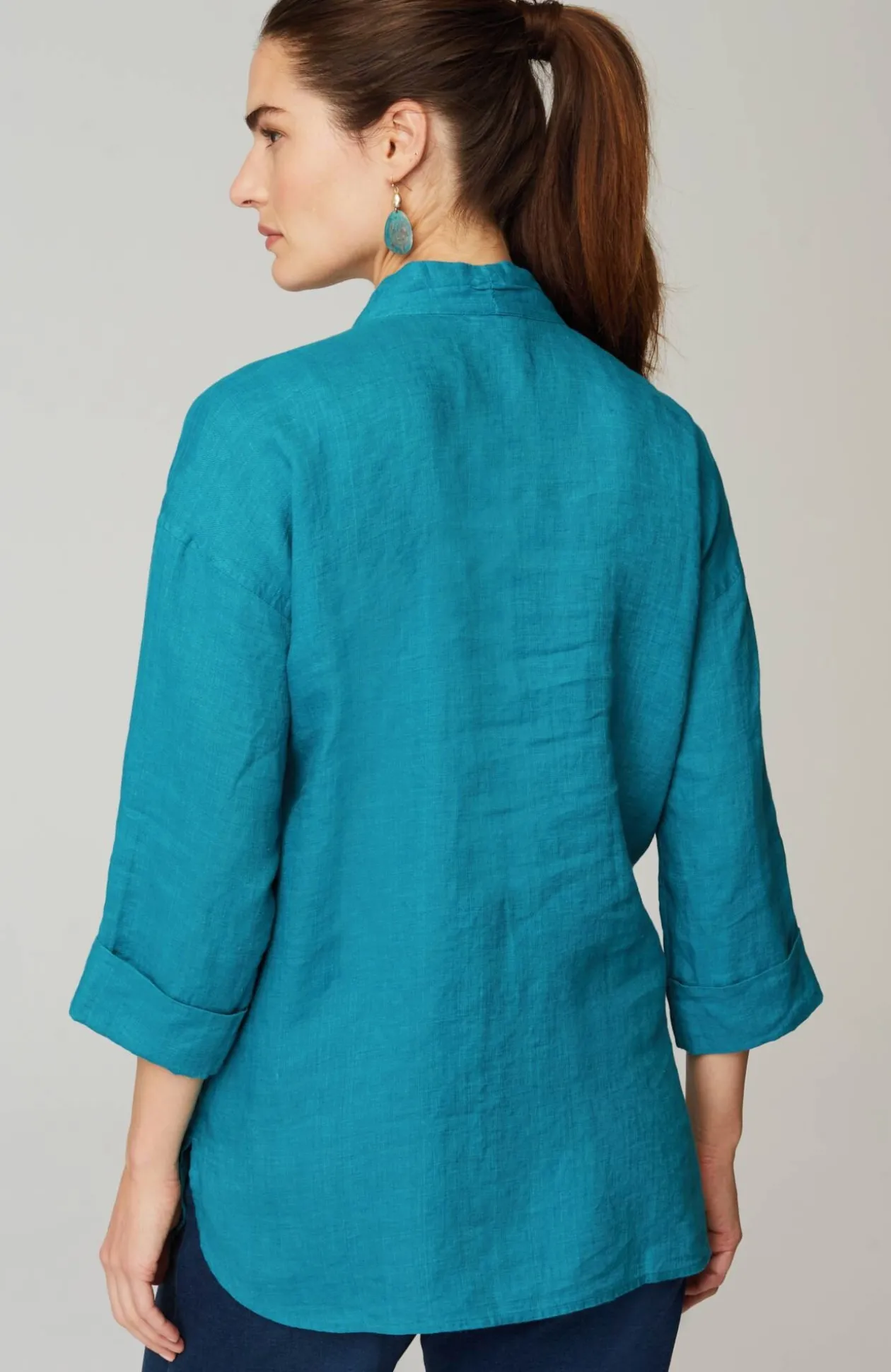 Pure Jill Yarn-Dyed Linen Button-Front Tunic