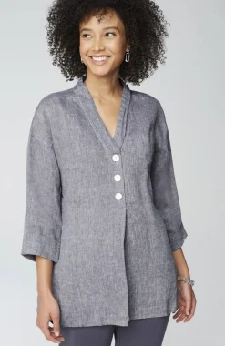 Pure Jill Yarn-Dyed Linen Button-Front Tunic