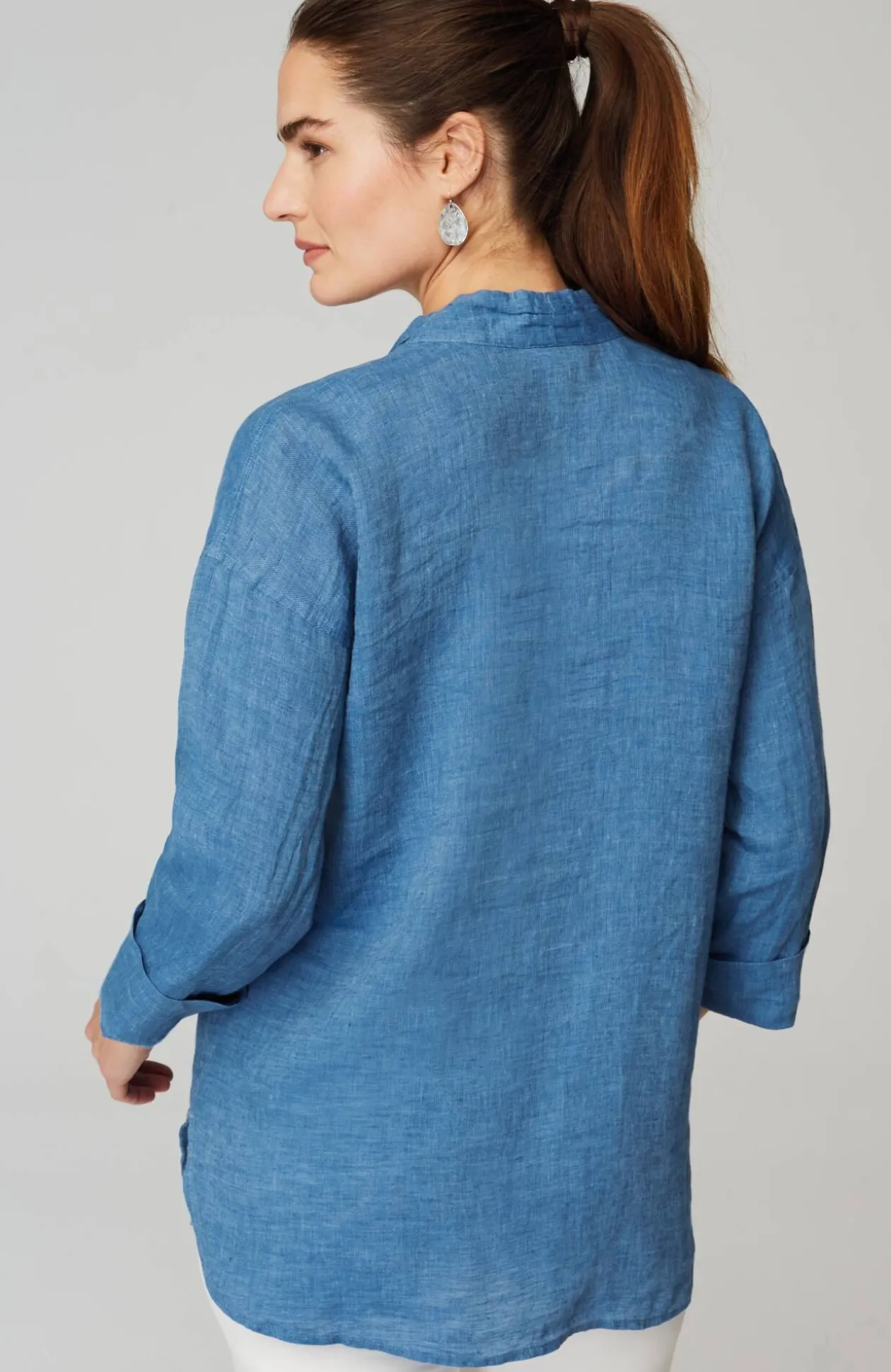 Pure Jill Yarn-Dyed Linen Button-Front Tunic