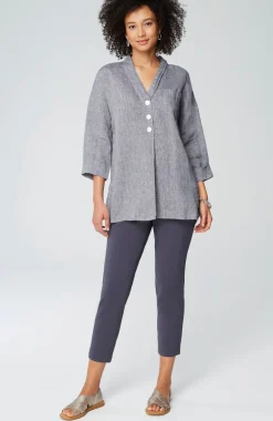 Pure Jill Yarn-Dyed Linen Button-Front Tunic