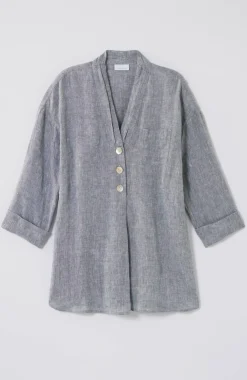 Pure Jill Yarn-Dyed Linen Button-Front Tunic