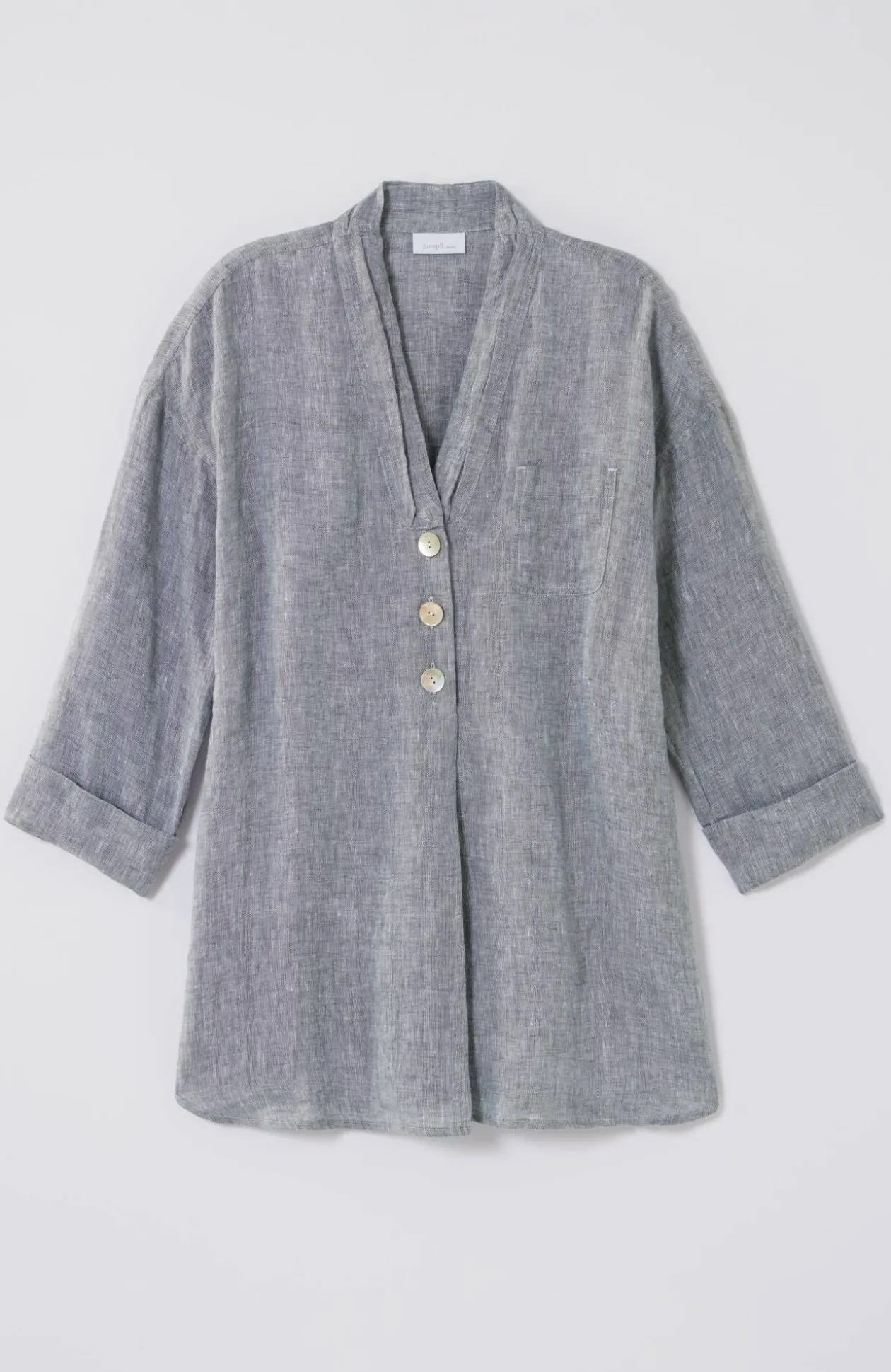 Pure Jill Yarn-Dyed Linen Button-Front Tunic