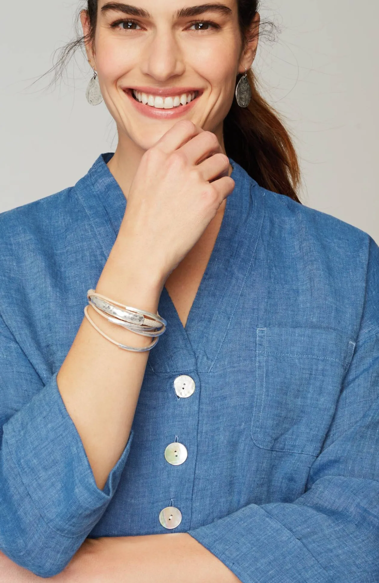 Pure Jill Yarn-Dyed Linen Button-Front Tunic