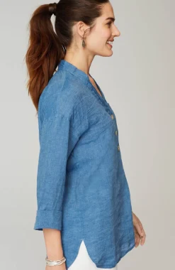 Pure Jill Yarn-Dyed Linen Button-Front Tunic