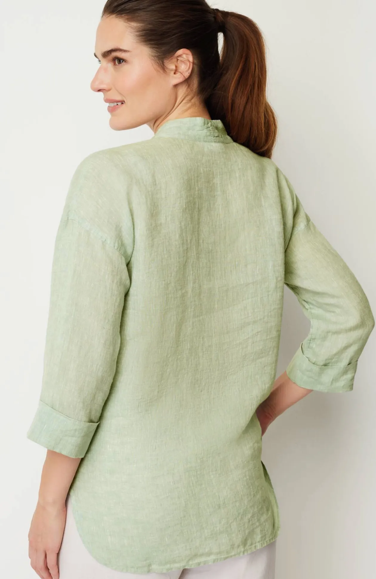 Pure Jill Yarn-Dyed Linen Button-Front Tunic