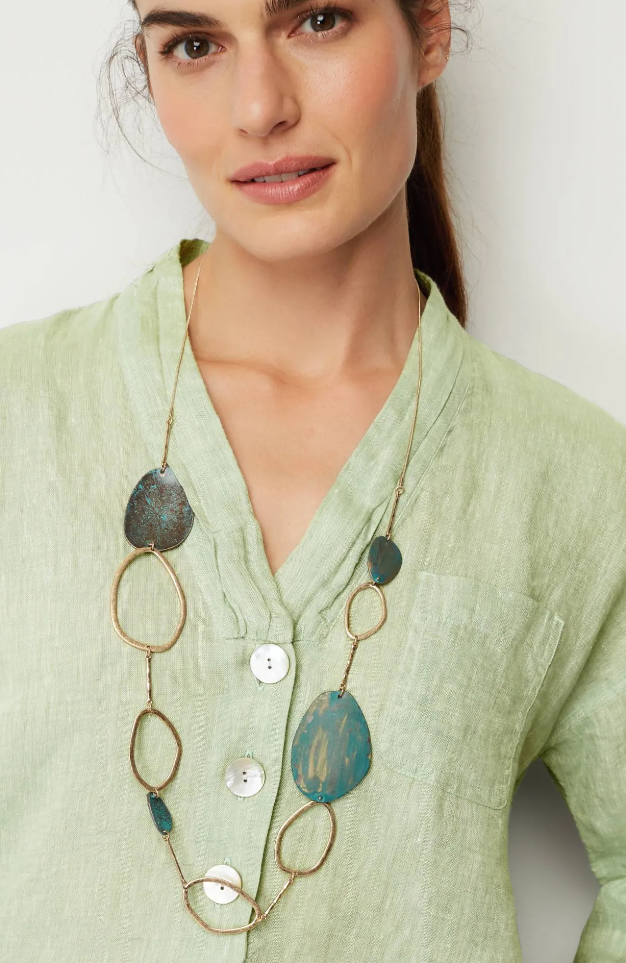 Pure Jill Yarn-Dyed Linen Button-Front Tunic
