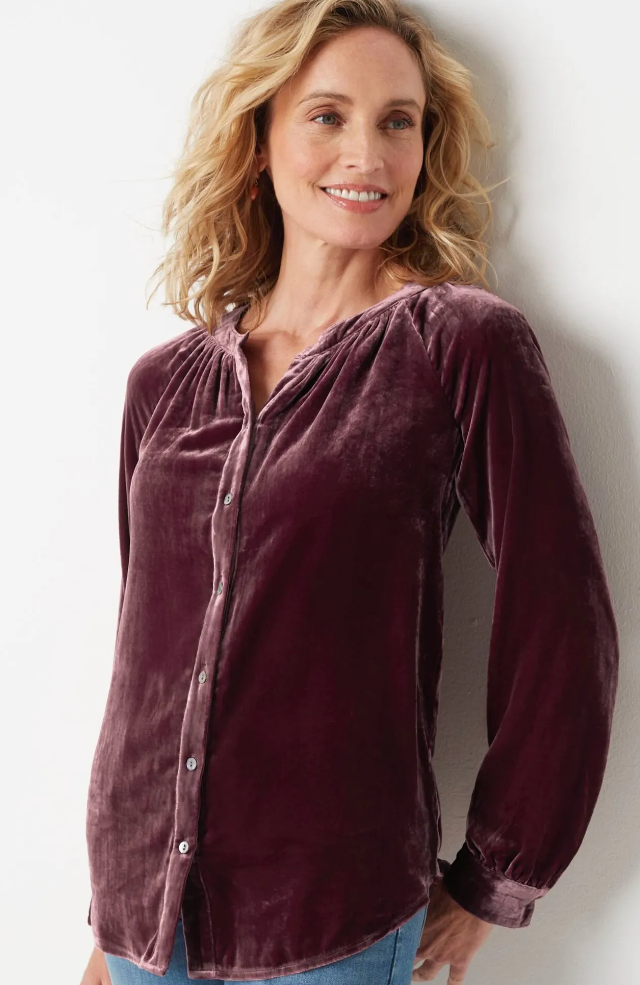 Rayon & Silk Velvet Blouse