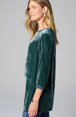 Rayon Silk Velvet Boat-Neck Tunic