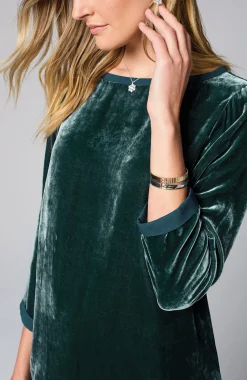 Rayon Silk Velvet Boat-Neck Tunic