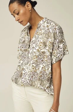 Relaxed Printed Satin Top