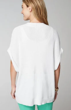 Ribbed-Detail Short-Sleeve Cardi