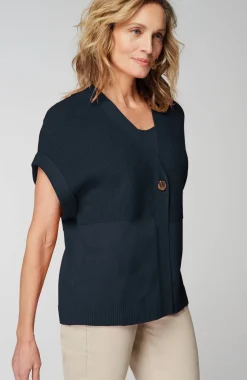 Ribbed-Detail Short-Sleeve Cardi
