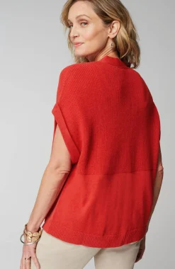 Ribbed-Detail Short-Sleeve Cardi