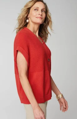 Ribbed-Detail Short-Sleeve Cardi