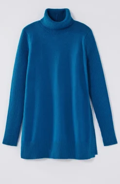 Ribbed-Sleeves Turtleneck Sweater