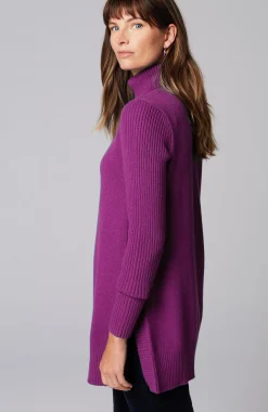 Ribbed-Sleeves Turtleneck Sweater