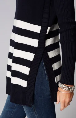 Ribbed-Sleeves Turtleneck Sweater