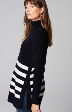 Ribbed-Sleeves Turtleneck Sweater