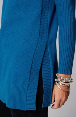 Ribbed-Sleeves Turtleneck Sweater