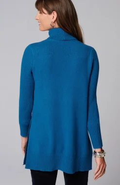 Ribbed-Sleeves Turtleneck Sweater