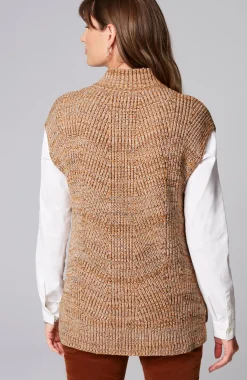 Rib-Textured Marled Sweater-Vest