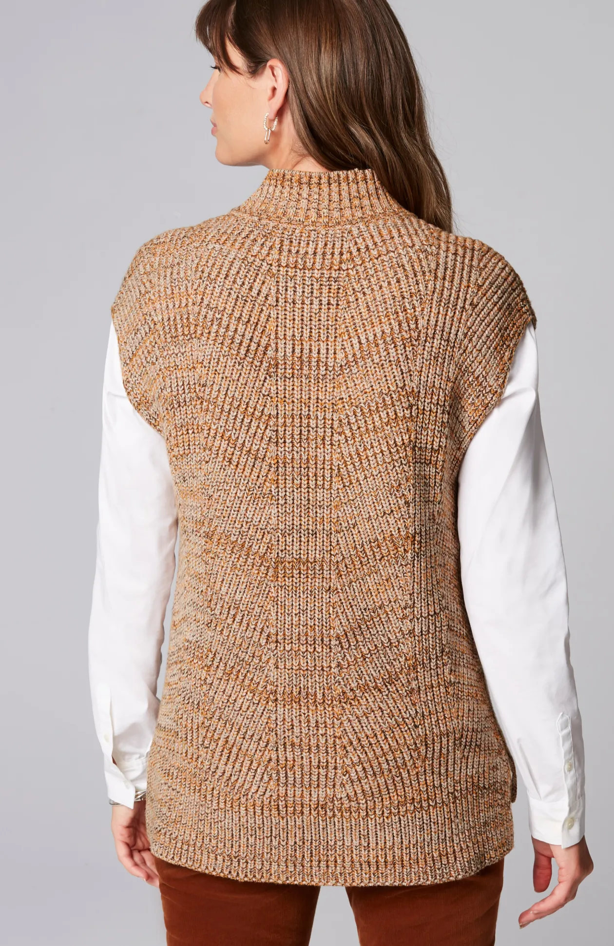 Rib-Textured Marled Sweater-Vest
