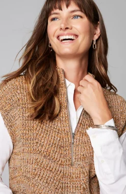 Rib-Textured Marled Sweater-Vest