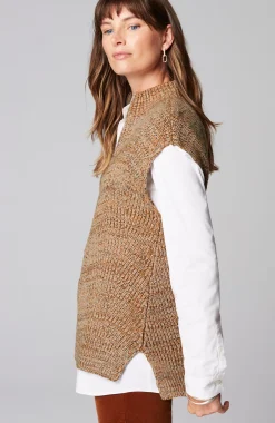 Rib-Textured Marled Sweater-Vest