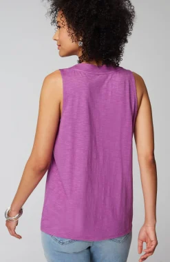 Rib-Trim Henley Tank