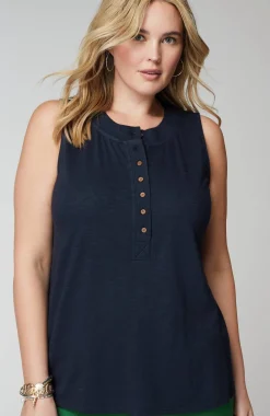 Rib-Trim Henley Tank