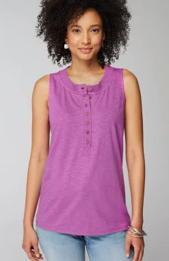 Rib-Trim Henley Tank