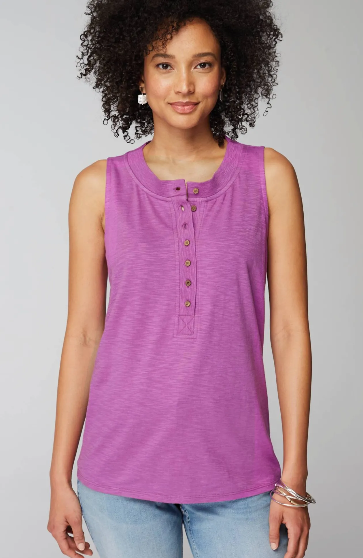 Rib-Trim Henley Tank