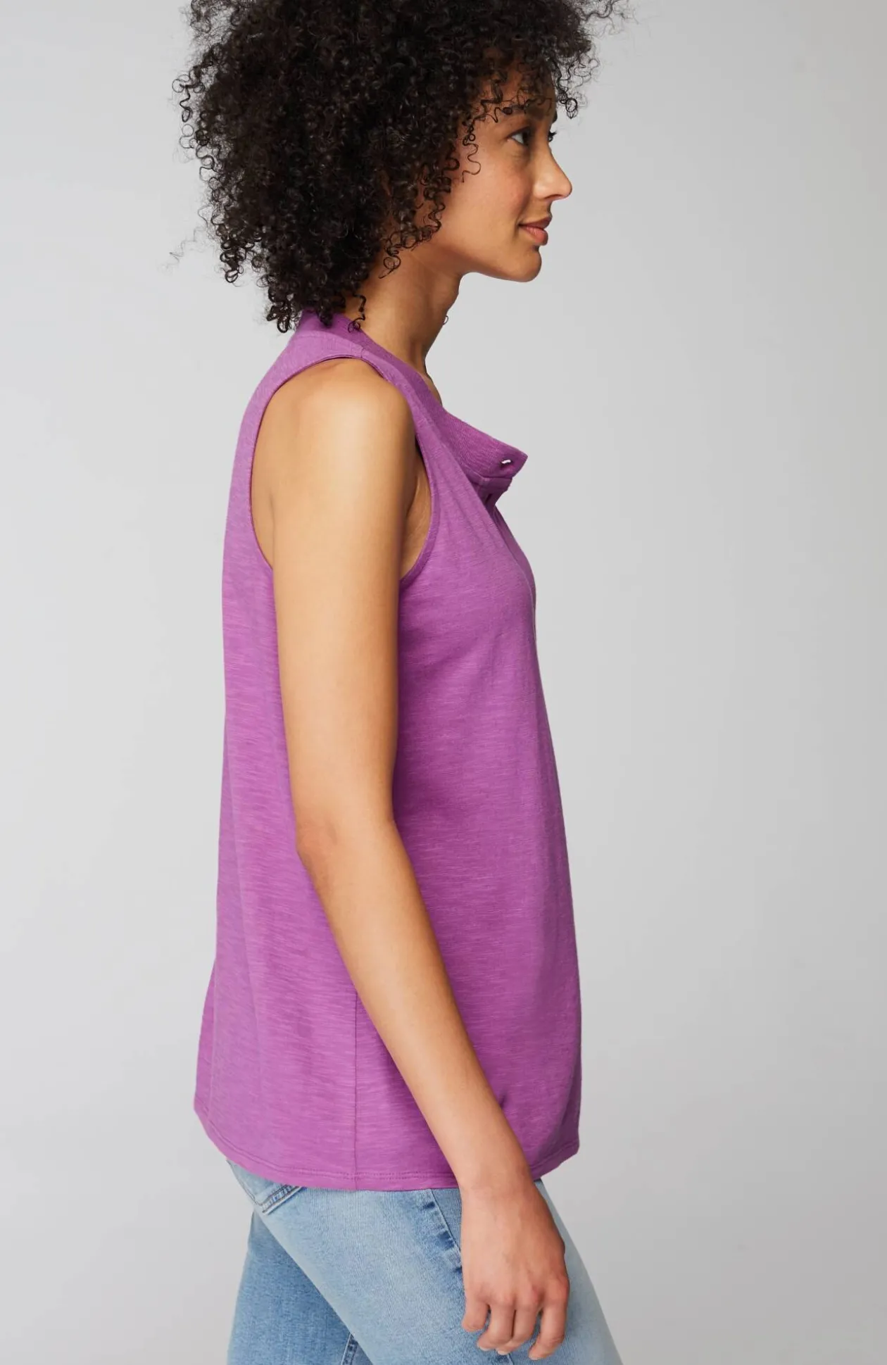 Rib-Trim Henley Tank